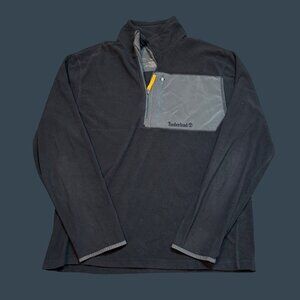 Timberland Mens Black 1/4 Zip Pullover With Gray Chest Pocket Size L